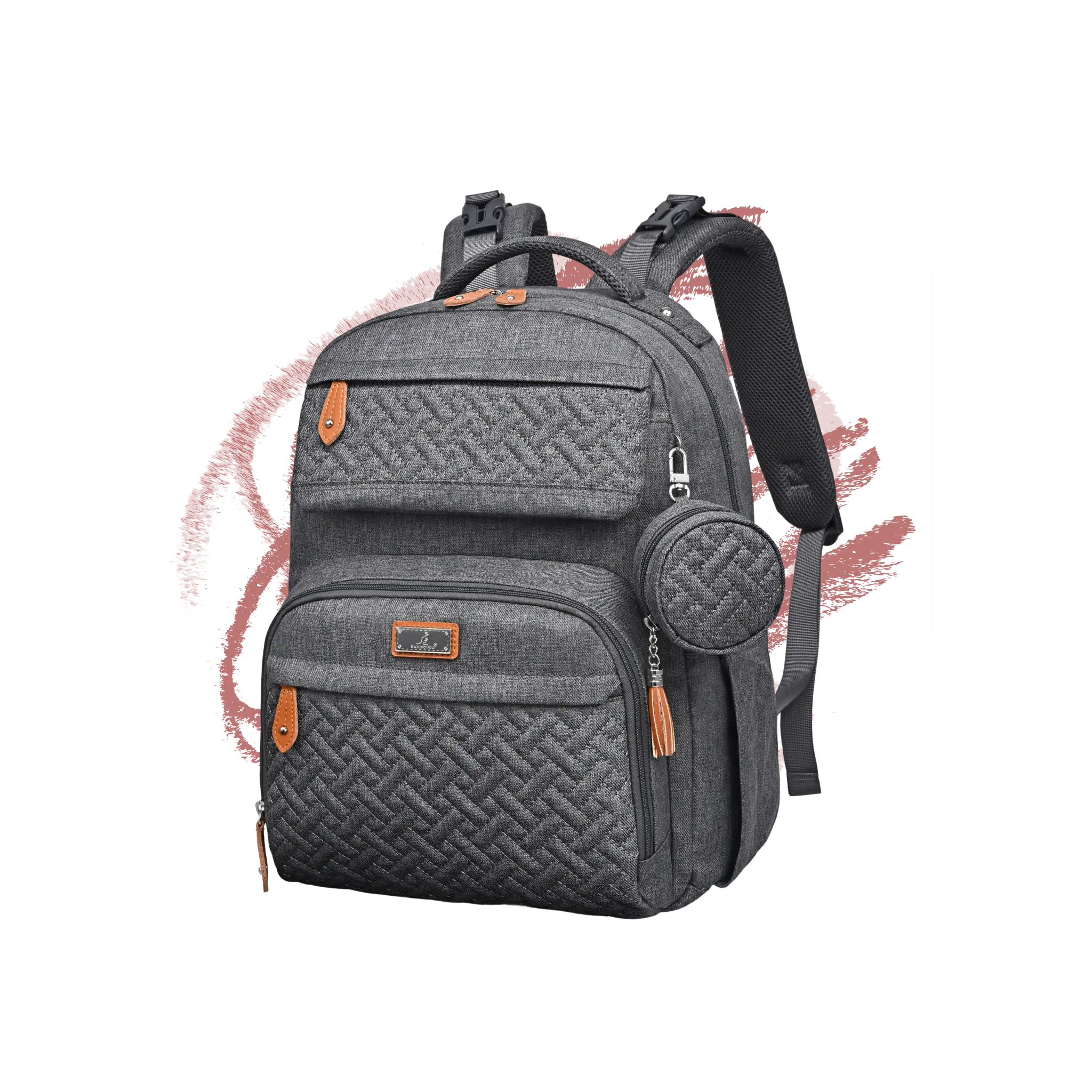 BabbleRoo Multifunctional Travel Diaper Bag - Waterproof Travel Diaper Tote with Changing Pad, Pacifier Case, and Stroller Straps, Multifunctional Diaper Bag