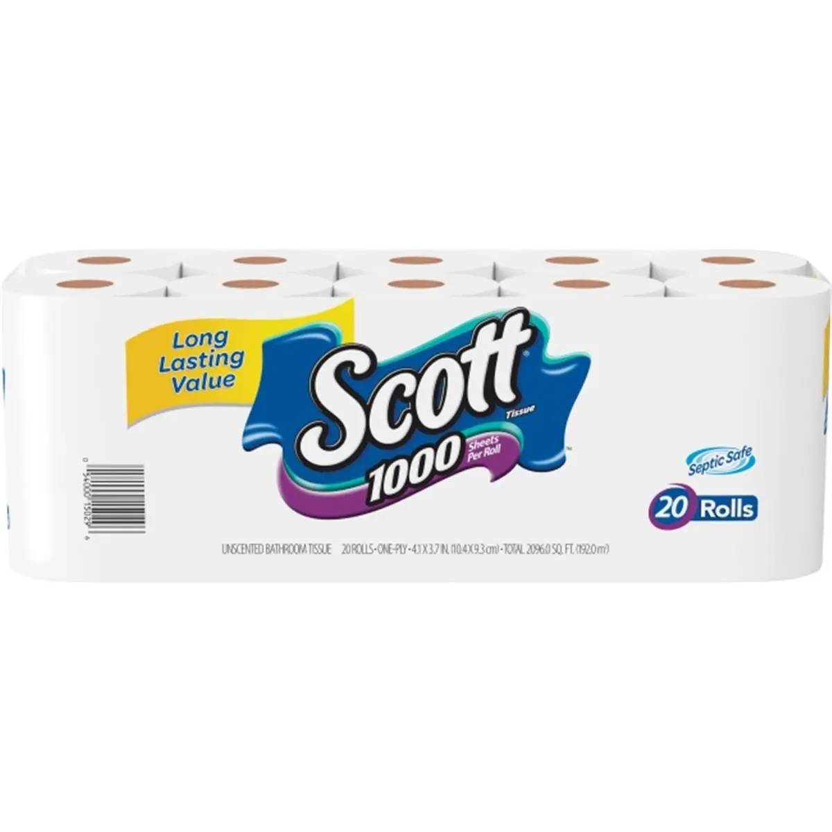 Kimberly Clark 1-Ply Standard Roll Toilet Tissue, 1000 Sheets, White, Dependable Long-Lasting Bathroom & Office Home Care Toilet Paper