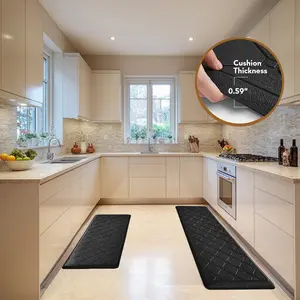 Deconovo Kitchen Mat 0.47/0.59" Thick Anti-Fatigue, Cushioned Waterproof Non-Slip - Durable Standing Desk/Office Mat, Easy Clean Comfort