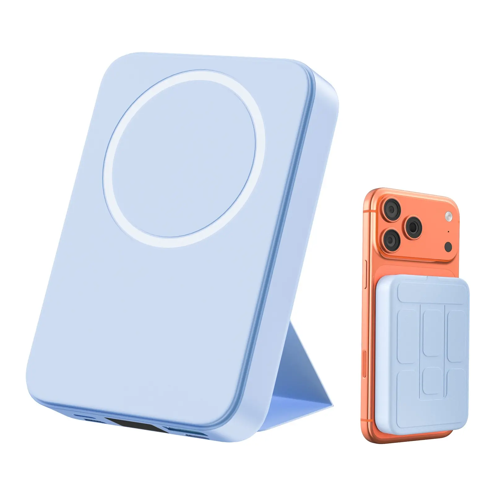 10000mAh Magnetic Multifunctional Power Bank, 15W Portable Wireless Fast Charging Powerbank, LED Display with Foldable Stand, Travel Battery Pack Compatible with iPhone 16/15/14/13/12/Pro/Pro Max/Plus Series
