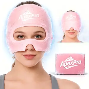 Migraine Headache Relief Cap - Built-in Slide-Up Eye Mask - 360° Cooling & Compression Hangover Relief Hat for Hot & Cold Therapy, Ice Head Wrap for Tension and Stress, Soothing Sleep Aid Gift