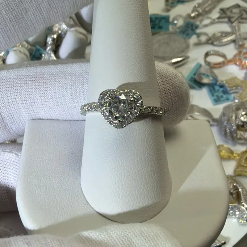 Sterling Silver Heart Cluster Ring, 1.31ctw Moissanite Ring, Size 8