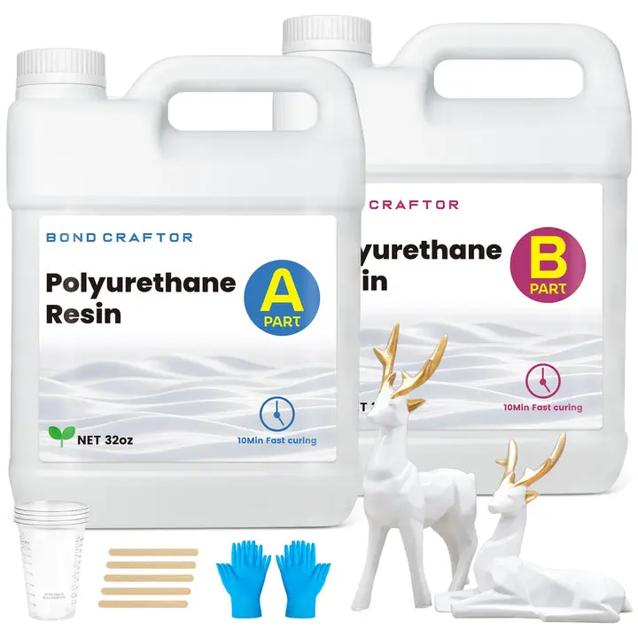 Polyurethane Resin Kit 64oz,  A & B Resin 1:1 Mix, Fast Curing White Casting Material for Silicone Molds, Figurines, Models, Sculptures & DIY Crafts