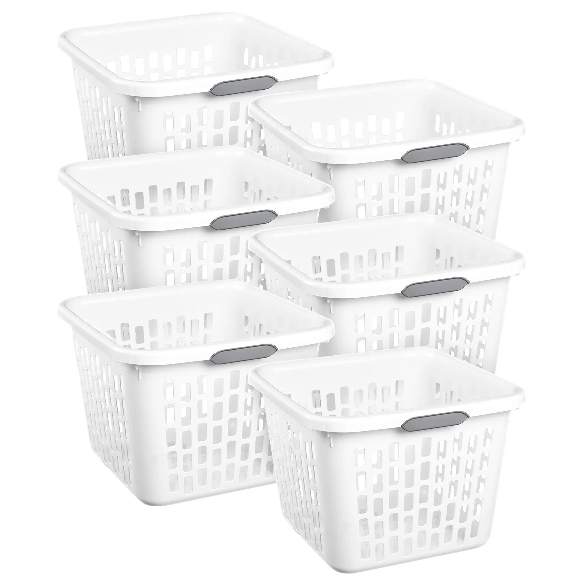 Sterilite Laundry Basket, 1.5 Bushel Plastic Hamper with Handles, White, 6 Pack Sterilite Laundry Basket, 1.5 Bushel Plastic Hamper with Handles, White, 6 Pack