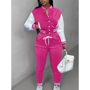 girlgirlgirl Two-Piece Casual Outfit Set - Long Sleeve Batwing Bomber Jacket and Drawstring Pants - Soft Micro Elastic Polyester, Fall/Winter Solid Color Regular Fit, No Printing, Polyester Lining, Knit Fabric