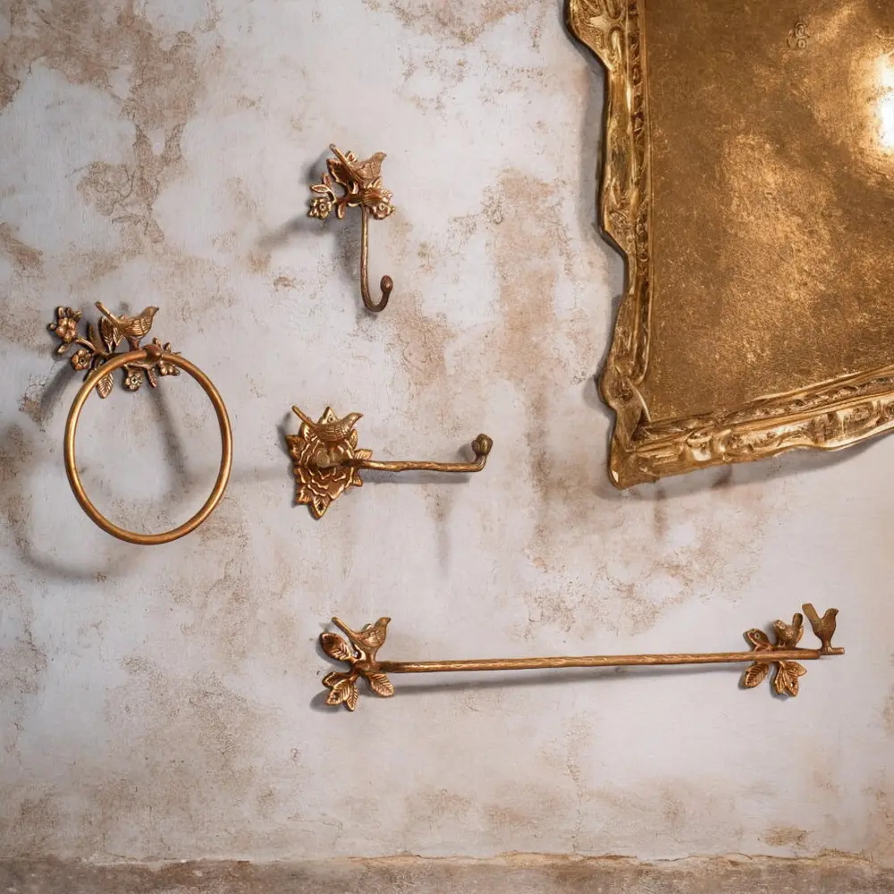 Brass Bird Bathroom Set - Antique Brass Brass Bird Bathroom Set - Antique Brass