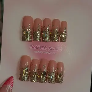 Ombre rhinestone press on nails