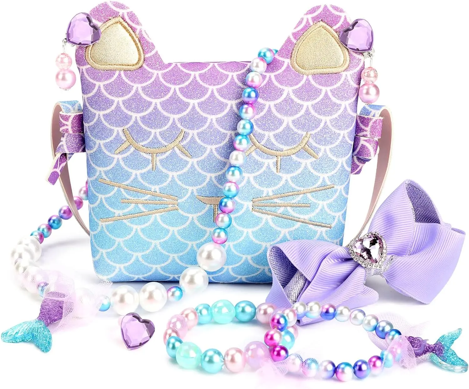 Purse for Little Girls Dress Up Jewelry Pretend Play Kids Accessories Mermaid Gifts
