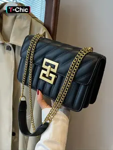 Women's Fashion Chain Strap Crossbody Bag, Chic Chain Crossbody, Simple Solid Color Shoulder Bag for Daily Used, Casual Trendy Versatile High-quality Daily Commuting Bag, Casual Handbag Satchel, Casual Crossbody Bags