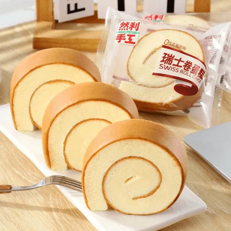 Ranli Swiss Roll Cake 3oz per Pack Creamy Filling No Trans Fat Breakfast Snack Dates Dessert Slice Food 5 Packs