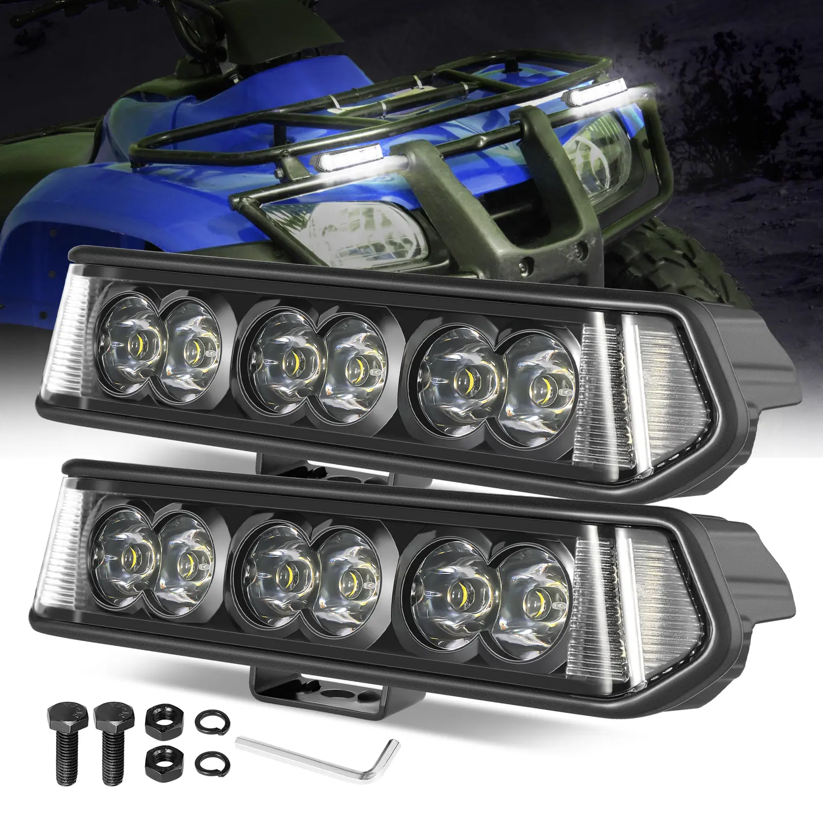 Side Shooter LED Work Light Pods 7 INCH Single Row Off Road LED Pods Light Bar High Intensity Driving Lights Spot Flood Combo Work Light Bumper Lights for Trucks ATV UTV SUV Pickup Tractor Boat # tkfinds # lightbar# usfreeshipping work light pod, Led Car
