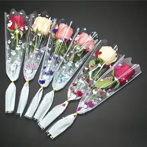 20/30/40pcs Heart-shaped Transparent OPP Flower Packaging Bags, suitable for single roses, tulips, carnations, and other flower bouquets. Ideal for various flower packaging needs. Gift Packs Beautiful Gift Box