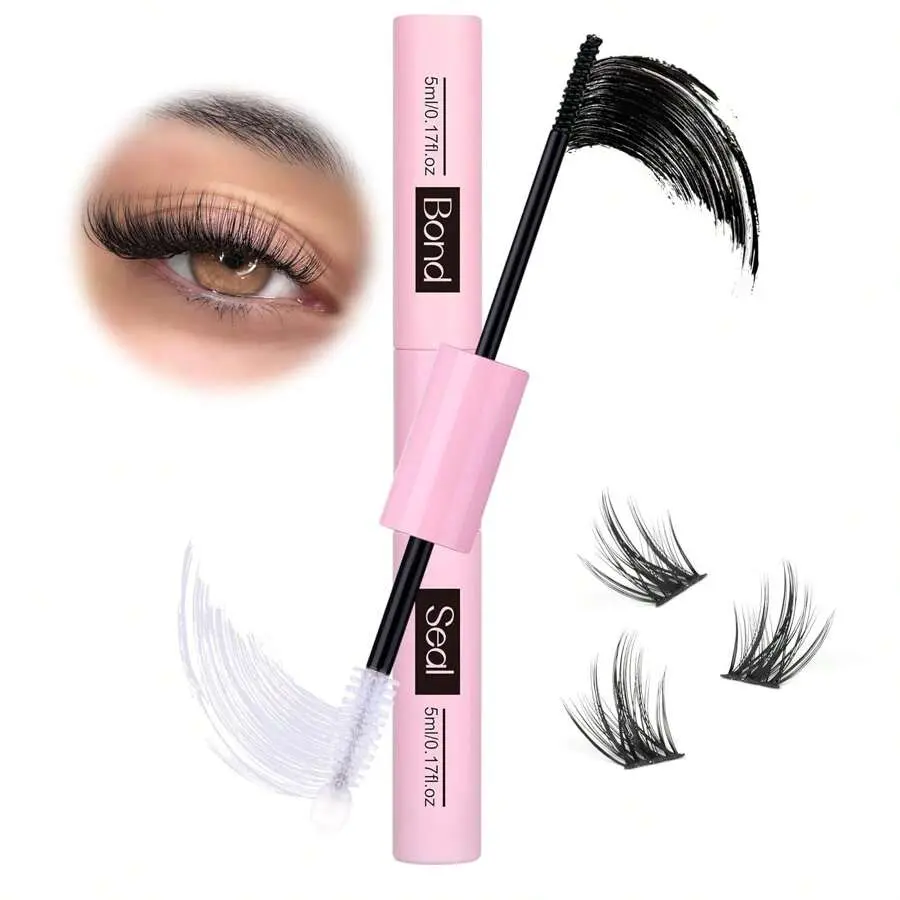 2-In-1 Cosmetic Lash Glue Bond and Seal, Waterproof, Fast-Drying, Strong-Hold Cluster Lash Adhesive (Bond 5ml/0.17 Fl.Oz, Seal 5ml/0.17 Fl.Oz)
