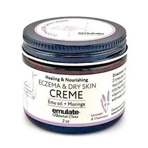 NATURAL Hand + Body Cream for Extra Dry Skin & Eczema with Emu & Moringa oils for sensitive skin, cracked itchy skin 2 oz - Lavander essential oil