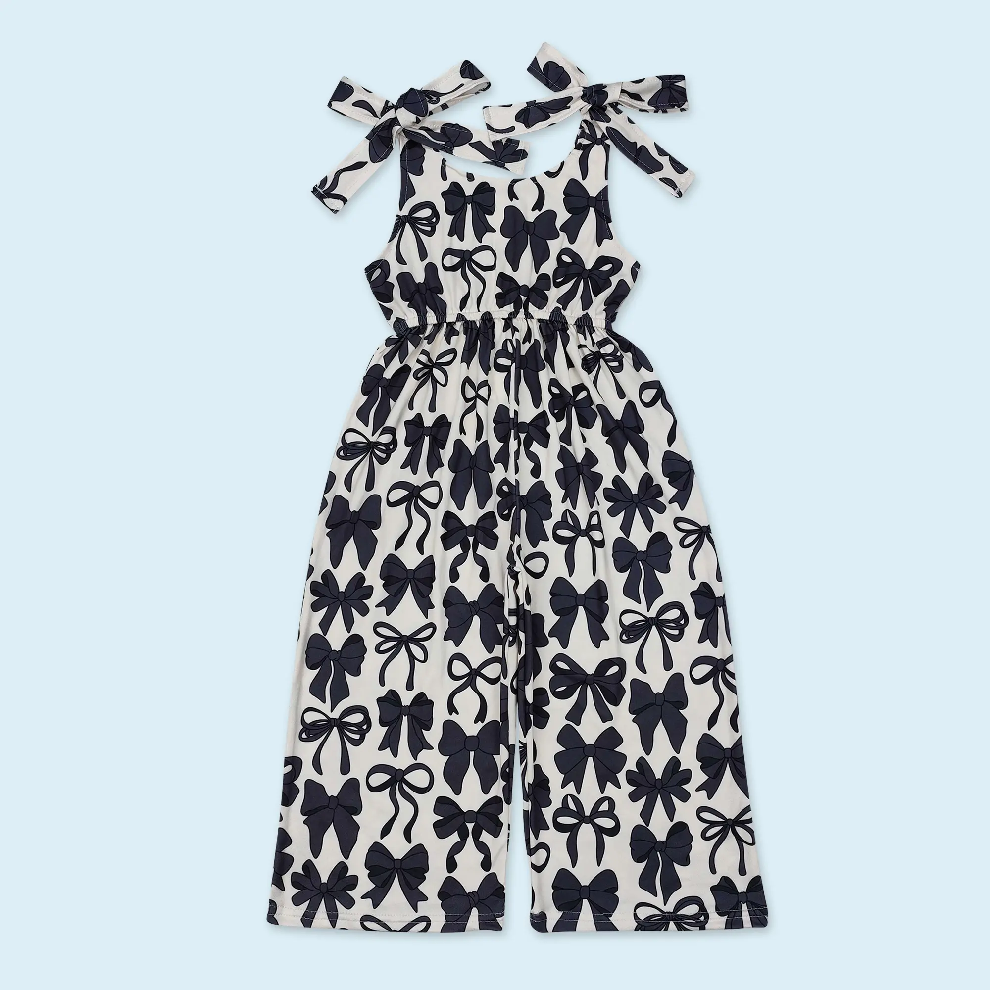 Black bow kids girls summer jumpsuit