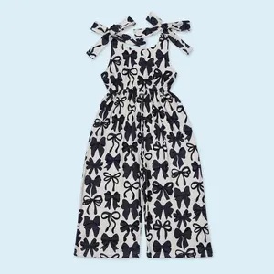 Black bow kids girls summer jumpsuit