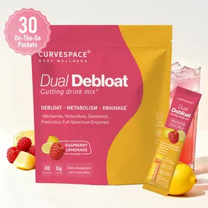 Curvespace Dual Debloat Cutting Drink Mix | Gut & Digestion Support with Berberine, Yerba Mate & Prebiotics (XOS/FOS), Digestive Enzymes & Gymnema, Dandelion, Cleavers,— Raspberry Lemonade, 0g Sugar, 30 Packets