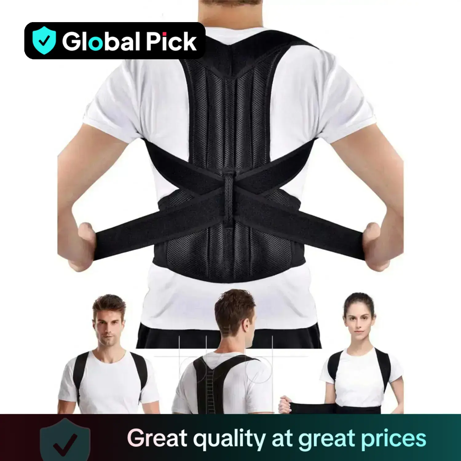 Adjustable Durable Back Aid Support, Back Support Belt, Adjustable Back Brace, Back Correction Strap, Waist Training Belt, Fitness Accessories Benefit