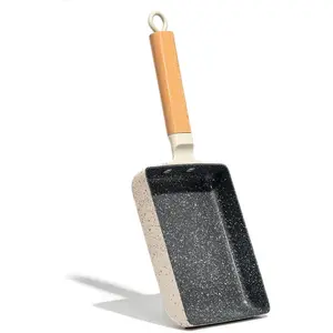 Ceramic Coating Square Japanese Tamagoyaki Omelette Small Skillet Non-stick Rectangle Egg Roll Pan with Wood Handle