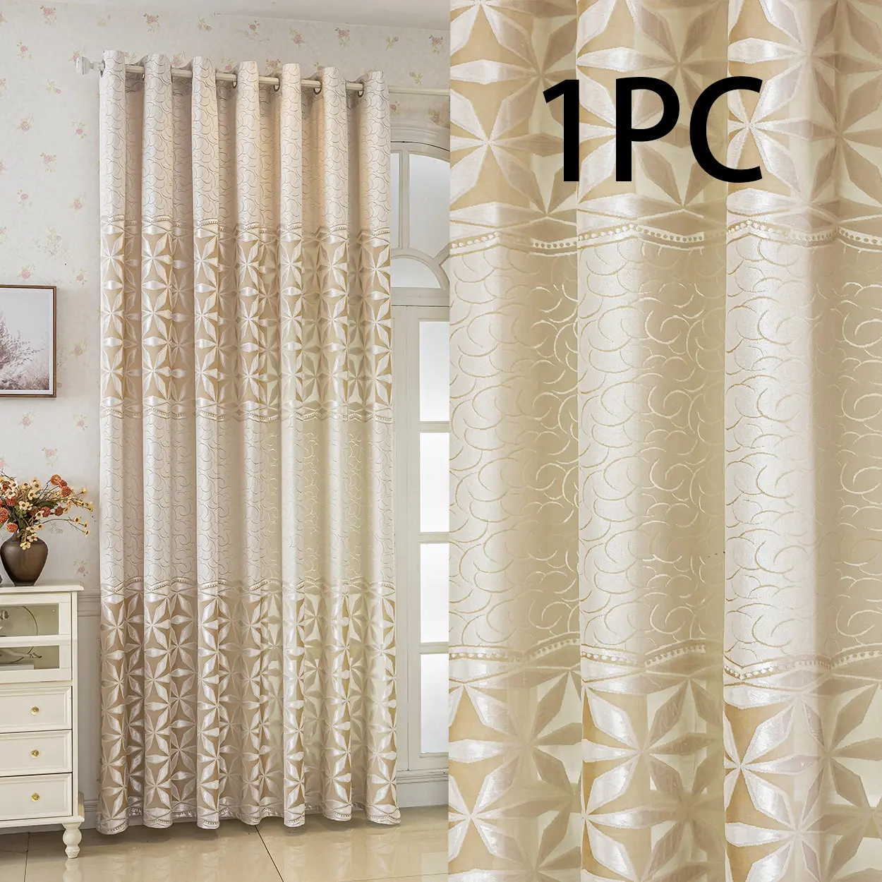 Geometric Pattern Curtain, 1 Panel Modern Simple Window Curtain, Home Decorative Curtain, Home Decoration Curtain, Home Textile for Living Room, Balcony, Bedroom or Restaurant, Easy Install Curtain