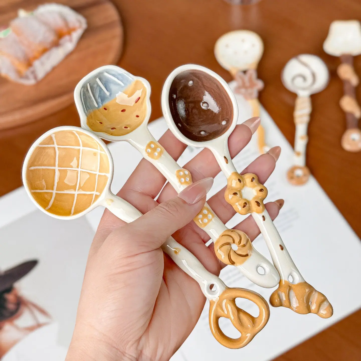 Ceramic Soup Spoon, Unique High-Design Cute Spoon, Underglaze Painted Spoon, Small Tableware for Soup & Desserts, Adorable Kitchen Accessory, Cutlery, Utensils