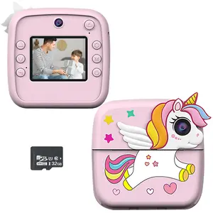 Unicorn Design Instant Print Camera, 2.4 Inch Screen Kids Camera, 1080P HD Digital Camera with 24 Million HD Pixels for Boys and Girls