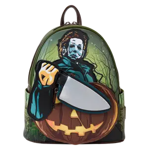 Halloween Michael Myers Pumpkin Glow Mini Backpack With Coin Bag