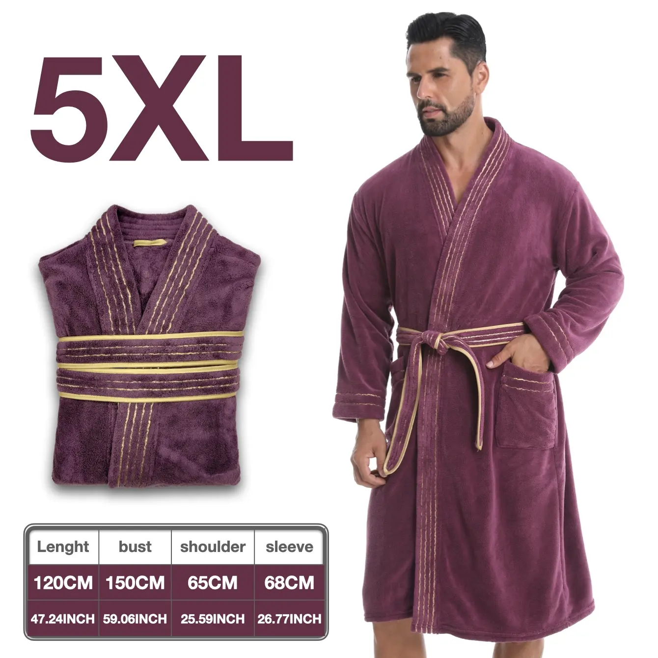 Luxury Gold Thread Bathrobe, Thick Warm Knee-Length, Quick-Dry Absorbent, Spa & Hotel Use, Unisex, Christmas Halloween Gift, Loungewear, Home bathrobes, Quick Drying Robe