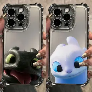 Lovely couple Toothless Fury Dragon Plating Phone Case For iPhone 17 16 15 14 13 12 11 Pro Max Plus Air & Galaxy S22 23 24 25 The Best Halloween Gifts Fans Phone Case Cover