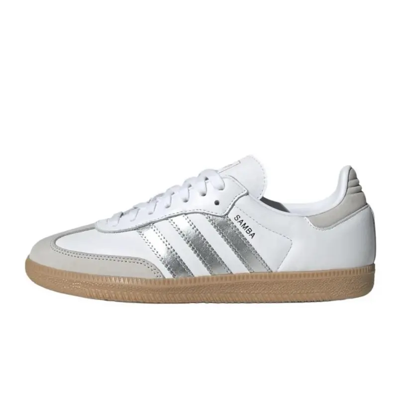 adidas Samba OG White Silver Metallic Grey Women’s Perfect Daily Fashion Footwear Sneakers Shoe Girl Walking Shoes Running Trainer Casual Athletic, Rubber, Sports Shoes