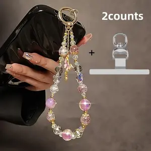 Phone Chain & Phone Lanyard Patch, Fashionable Phone Lanyard & Phone Back Holder, Phone Accessories for Women & Girls, Phone Charm & Phone Wrist Strap, Cell Phone Charm
