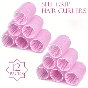 Hair Curlers Rollers, 12Pcs Hair Rollers Hair Curlers Self Grip Holding Rollers with 12 Pcs Hair Clips for Long Medium Short Thick Fine Thin Hair Bangs Volume, Heatless Styling Tools, Hair Rollers Set