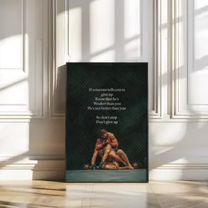 Khabib vs McGregor Never Give Up Poster  Iconic UFC 229 Wall Art, Motivational MMA Print for Gyms, Offices & Sports Decor ( Unframed - Print Only )