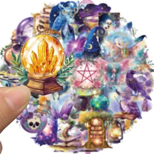 Magic Planet Pattern Sticker, 50pcs/set Transparent Sticker, Sticker Packs, Mystical Witchy Magic Sticker, Dark Academia Gothic Sticker, Aesthetic Stickers for Scrapbooking, Journaling, Planner