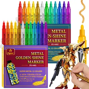 12 Colors Super Metallic Golden Shine Marker,Acrylic Paint Glitter Markers,for Rock Painting, Glass, Wood, Fabric, Black Paper, Cards, Scrapbook, DIY Art Crafts, Acrylic Paint Pen