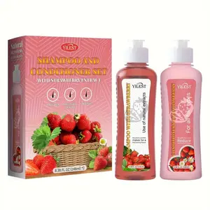 Yilest Strawberry & Biotin Hair Care Set - Shampoo & Conditioner Duo for Soft, Glossy Locks | Deep Cleansing & Oil Balance | Long-Lasting Fruit Scent | Alcohol-Free | Perfect Christmas Gift Haircare Comfort Cleanser Cleanser