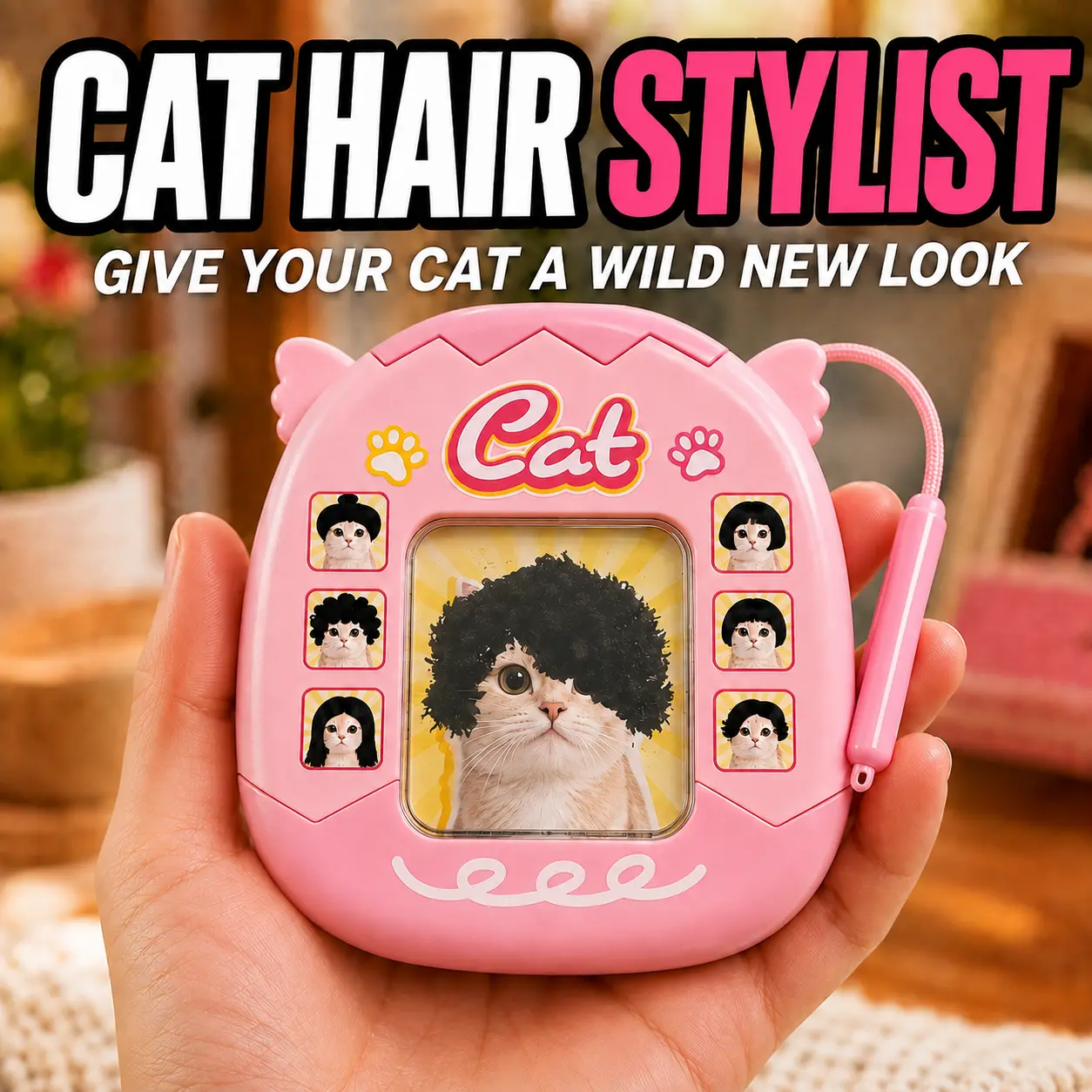 Cat Hairstyle Magnetic Drawing Board, 2 in 1 Double Sided Reusable Magnetic Bead Doodle Board with Attached Stylus, Funny Desk Fidget Toy and Stress Relief Gift for Cat Lovers