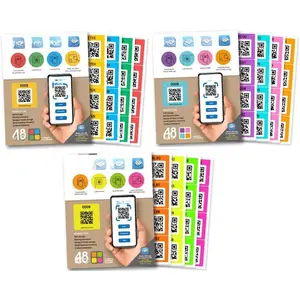 QR Code  | Color Coded Scannable Stickers for Storage Bins, Moving Containers & Organization | Pack and Track Inventory  iOS & Android App | Pack of 48 (, Modern & Neon Bundle)