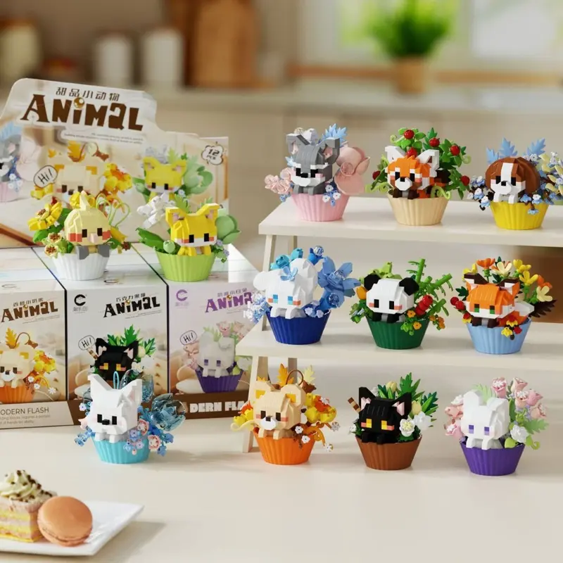 Jihui New Flower Pot Series Building Block Sets, Compatible with
