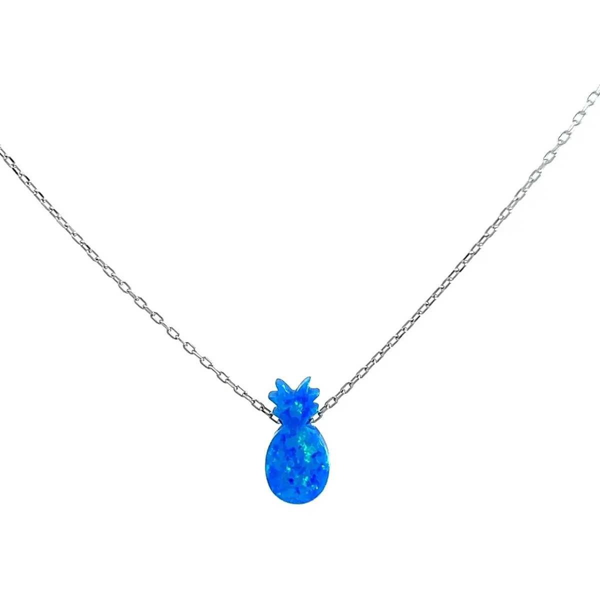 Women's Dainty Gold-Plated Sterling Silver Opal Pineapple Pendant Necklace - Iridescent Play of Colors, 15in Chain with 2.5in Chain Extension, Adjustable Casual Daily Fashion Accessory