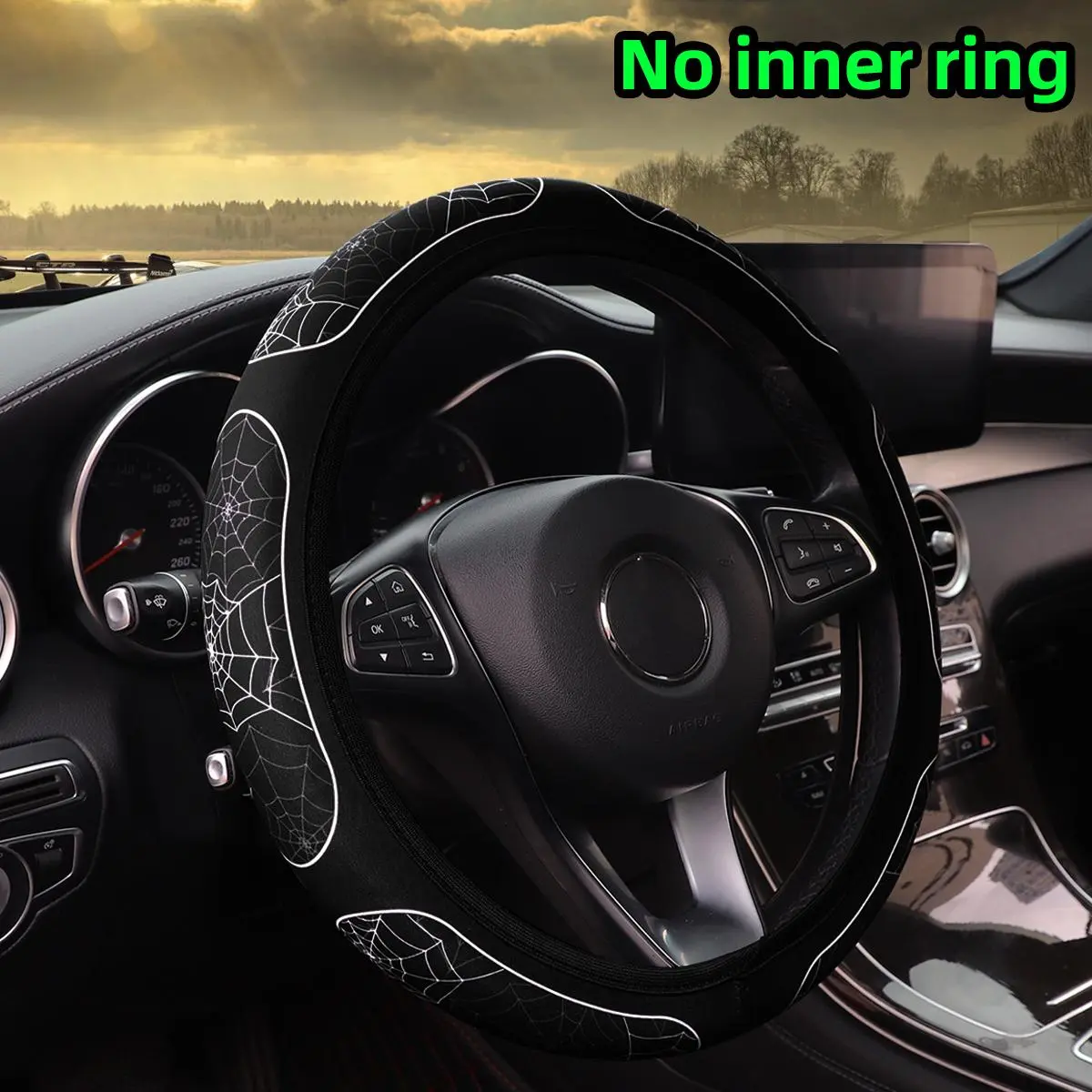 Spider Web Pattern Automotive Car Steering Wheel Cover, Non-slip Car Steering Wheel Protector, Universal Car Interior Decoration Accessories for 14.5-15 Inches Car Steering Wheel