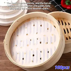 100pcs Non-Stick Steamer Liners, Food Grade Disposable Steaming Paper for Kitchen Cooking, Oven and Air Fryer, Easy Clean and Healthy Cooking