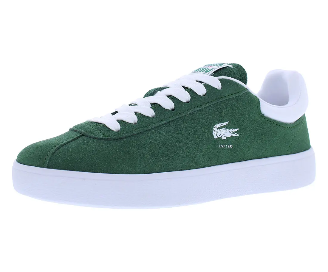 Women's Lacoste Baseshot Leather Court Sneakers - Classic Lace-Up, Round Toe, Casual Everyday Closed Footwear, Sneaker