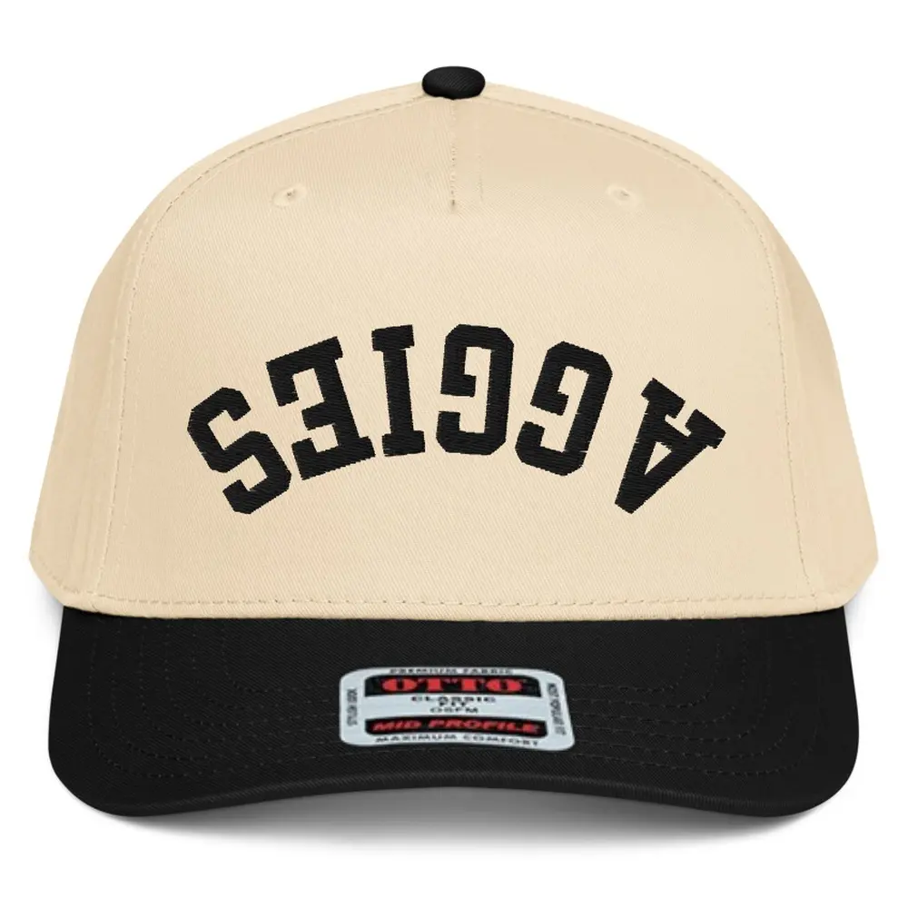 RIVEMUG NX1 Upside Down Aggies Embroidered 2 Tone Hat Mid Crown Curved Bill Snapback Gift Cap for Men and Women