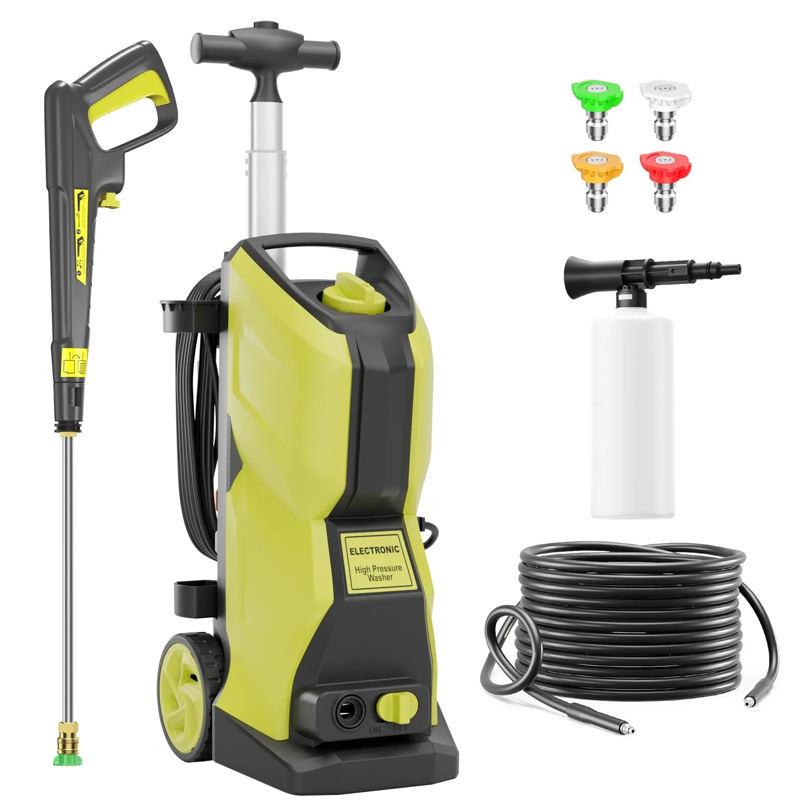 5350PSI MAX 3.1GPM Electric Pressure Washer, Versatile Surface Care, Deep Surface Cleaning, with 4 Quick Connect Nozzles, 500ML Soap Bottle, Total Stop System for Car Wash, Home, Patio Cleaning