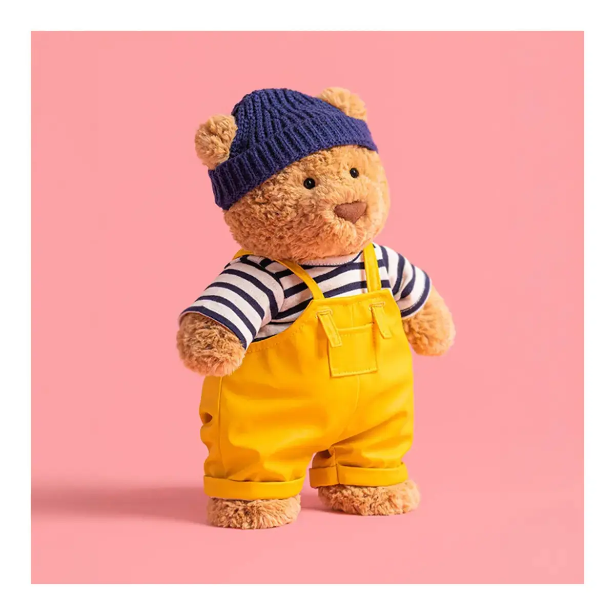 Jellycat Bartholomew Bear ‘Seafarer’ Plush , Yellow Overalls & Navy Beanie, Soft Teddy Bear Stuffed Animal, Adorable Cozy Plushie, Birthday Gift for Kids & Bear Lovers