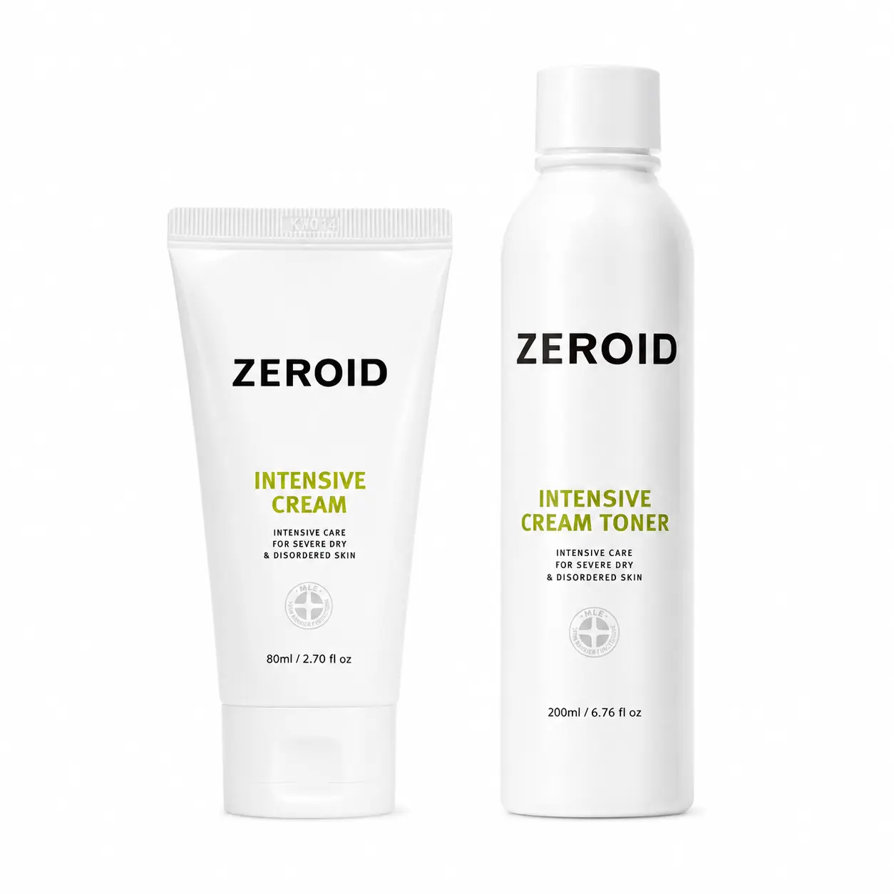 ZEROID | Intensive Repair Set | Cream Toner + Intensive Cream | Toner & Cream for Sensitive and Dry Skin | 6.76 fl oz (200ml) + 2.70fl oz (80ml)