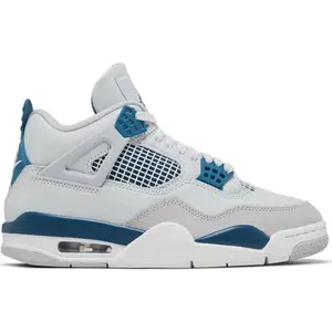 Jordan Retro 4 "Military Blue" Leather Upper Sneakers, Upper Material: Leather