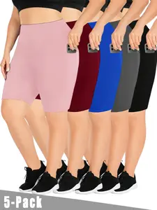 5-piece plus size 4′′ high-waist sports yoga shorts, spring and summer five-point cycling pants, casual shorts, comfortable and breathable