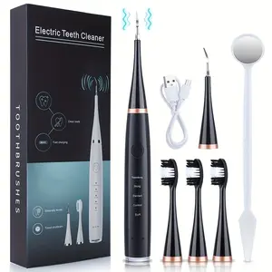 New Ultrasonic Electric Tooth Cleaner, Multi-Functional Adjustable Smart Handheld Dental Care Kit, Includes 3 Brush Heads, USB Charging Cable, Ideal Gift